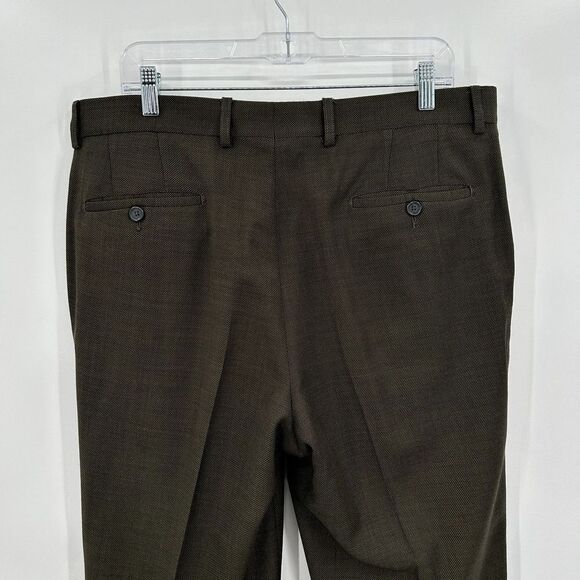 LINEA NATURALE Luxe Men's 100% Wool Olive Green Straight Leg Dress Pants Size 35 - Picture 4 of 5